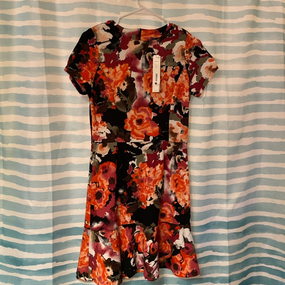 Aqua Black Floral Dress
